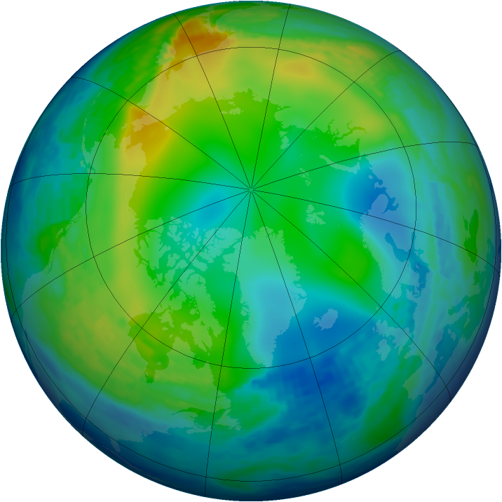 Arctic ozone map for 19 December 1992